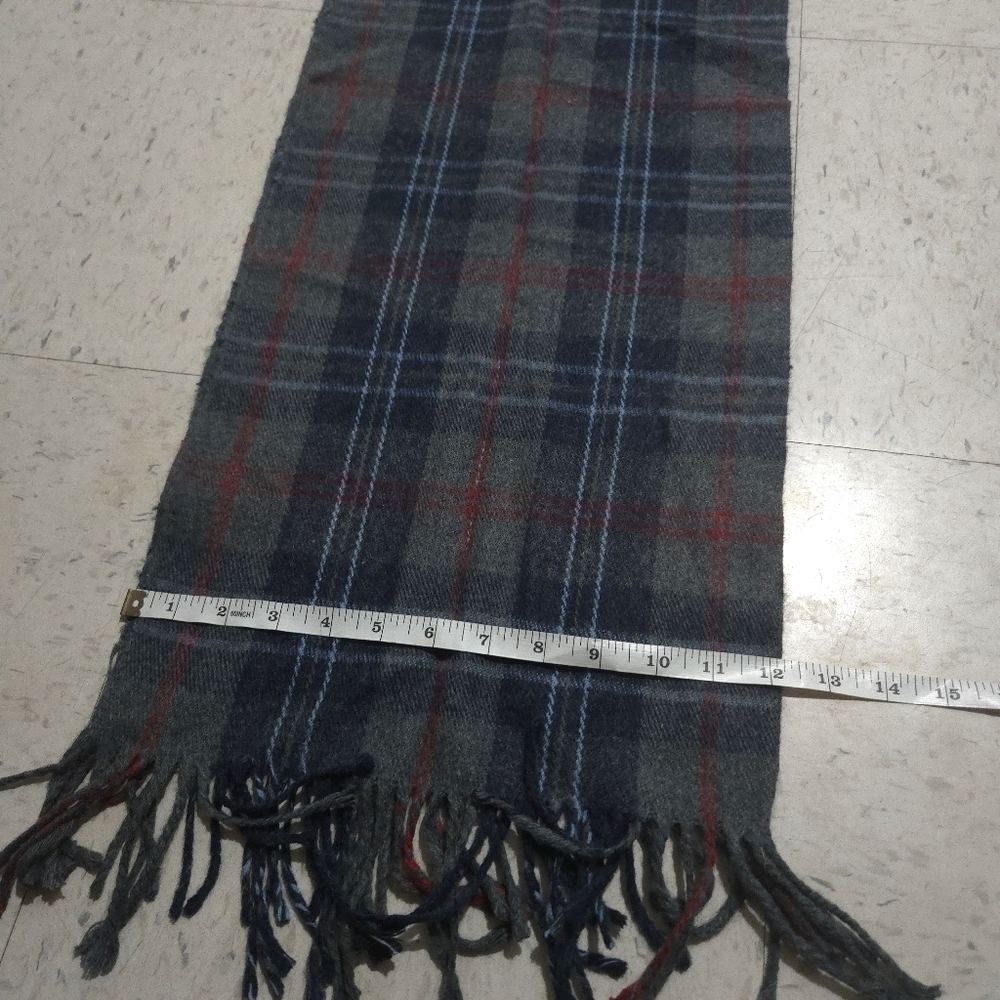 Denver Hayes Dark Blue , Grey and Red Checkered Scarf 10% Wool - Picture 6 of 6